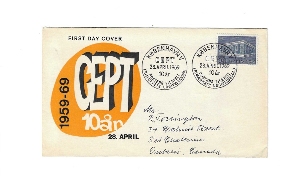 DENMARK 1969 FDC CEPT - sent to Canada