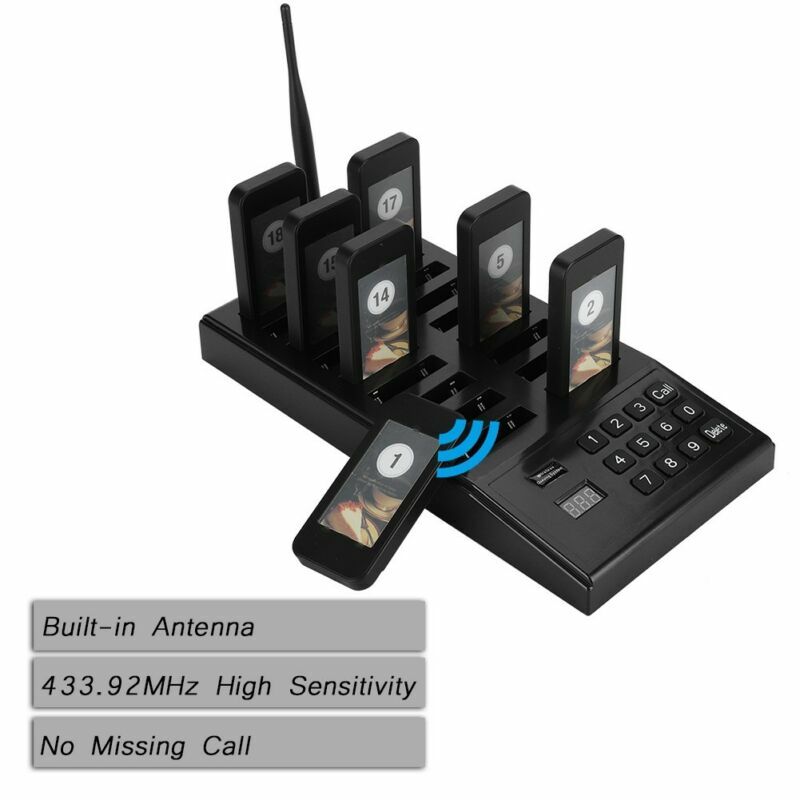 Restaurant Coaster Guest Call Wireless Queuing Paging Calling System+18 Pagers