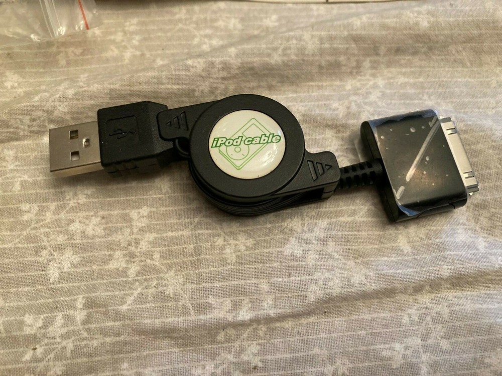 usb iPod cable retractable.  Black.  New.