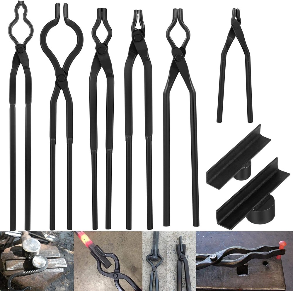 8Pcs Blacksmith Tongs Expert Replacement Tongs/Blacksmith Starter Tool Hook Jig