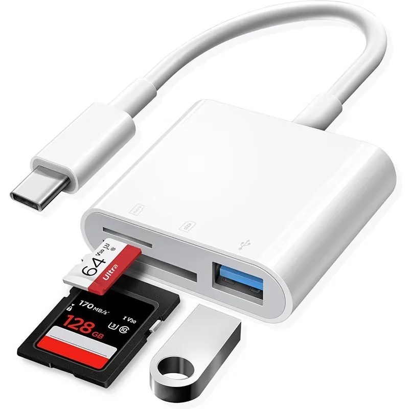 USB C SD Card Reader for iPhone 15-17 iPad Mac pro Air with USB a Port Micro SD