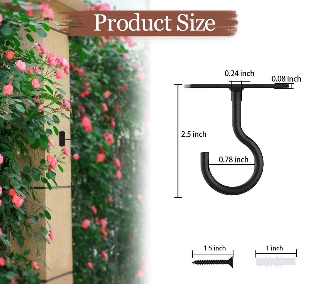 ASZUNE Ceiling Hooks for Hanging Plants 2Pack 2.5in,Wall 2.5Inx2Pack, Black