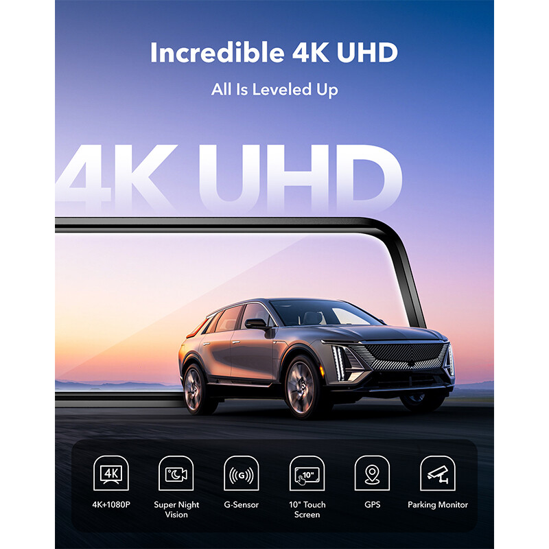 WOLFBOX 10" Smart Car DVR Camera Rear View Backup Mirror Dash Cam GPS navigation