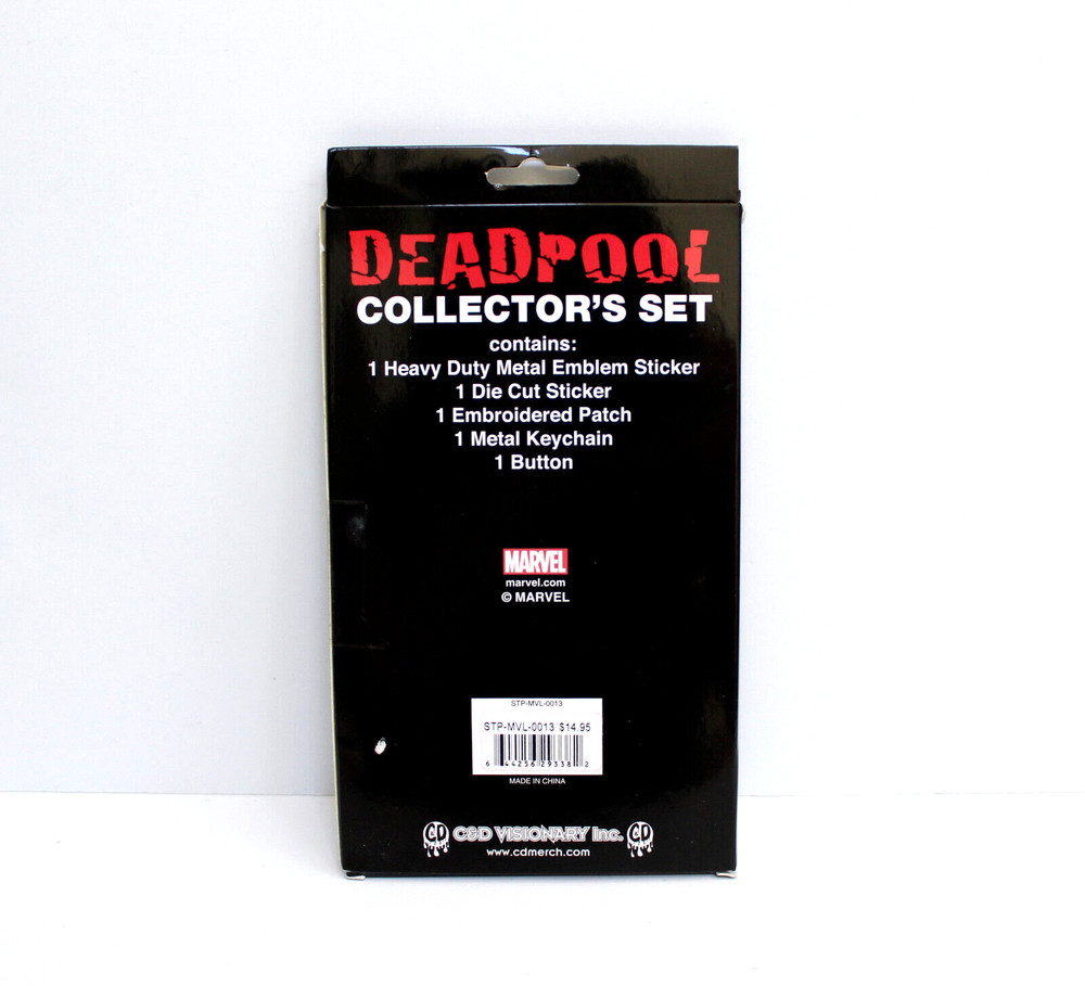 Marvel Dead Pool Sticker, Patch, Keychain & Button Collector's Set NWT