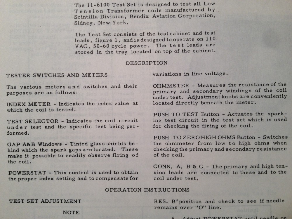 Bendix 11-6100 Test Set Operating, Calibration & Repair Instructions
