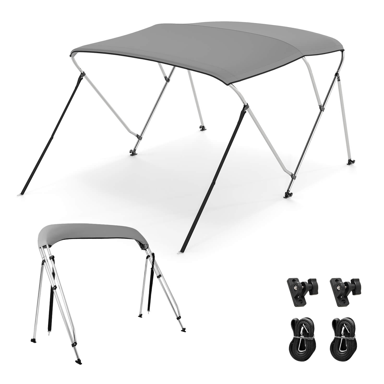 GOPLUS 3-Bow Boat Bimini Top Sun Shade Boat Canopy w/ Storage Boot Straps