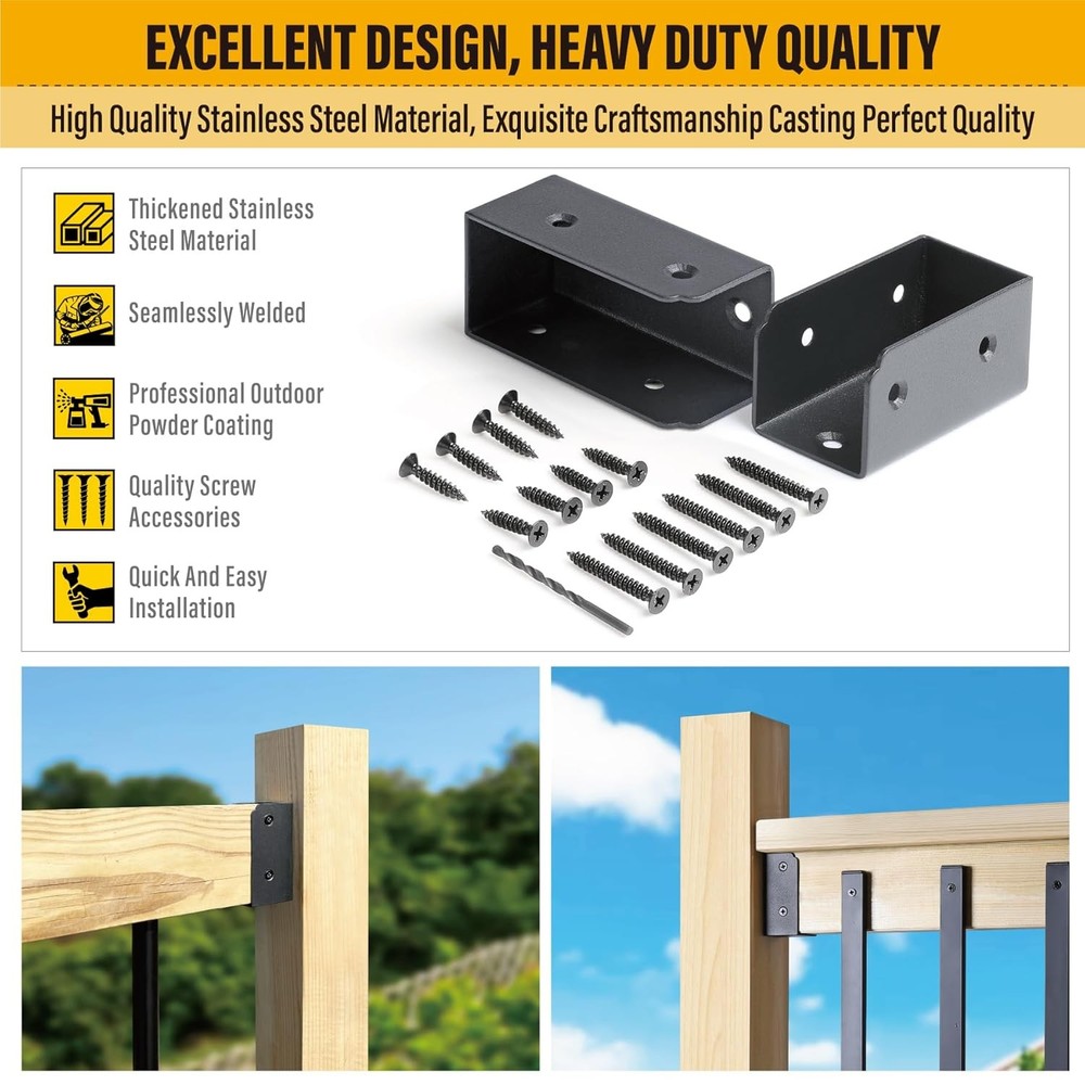 8Pcs Stainless Steels Deck Railing Bracket Connectors, for 2X4 (Actually 1 ½" X
