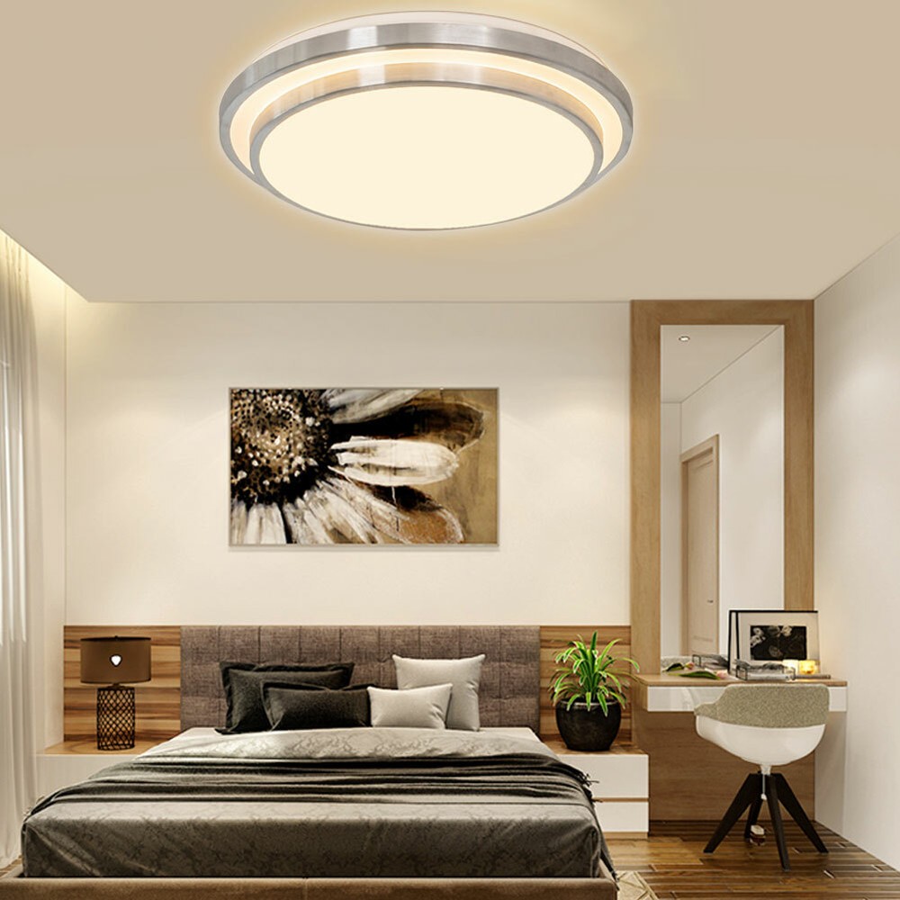 Modern LED Ceiling Light Flush Mount Dimmable Chandelier Lamp w/ Remote Control