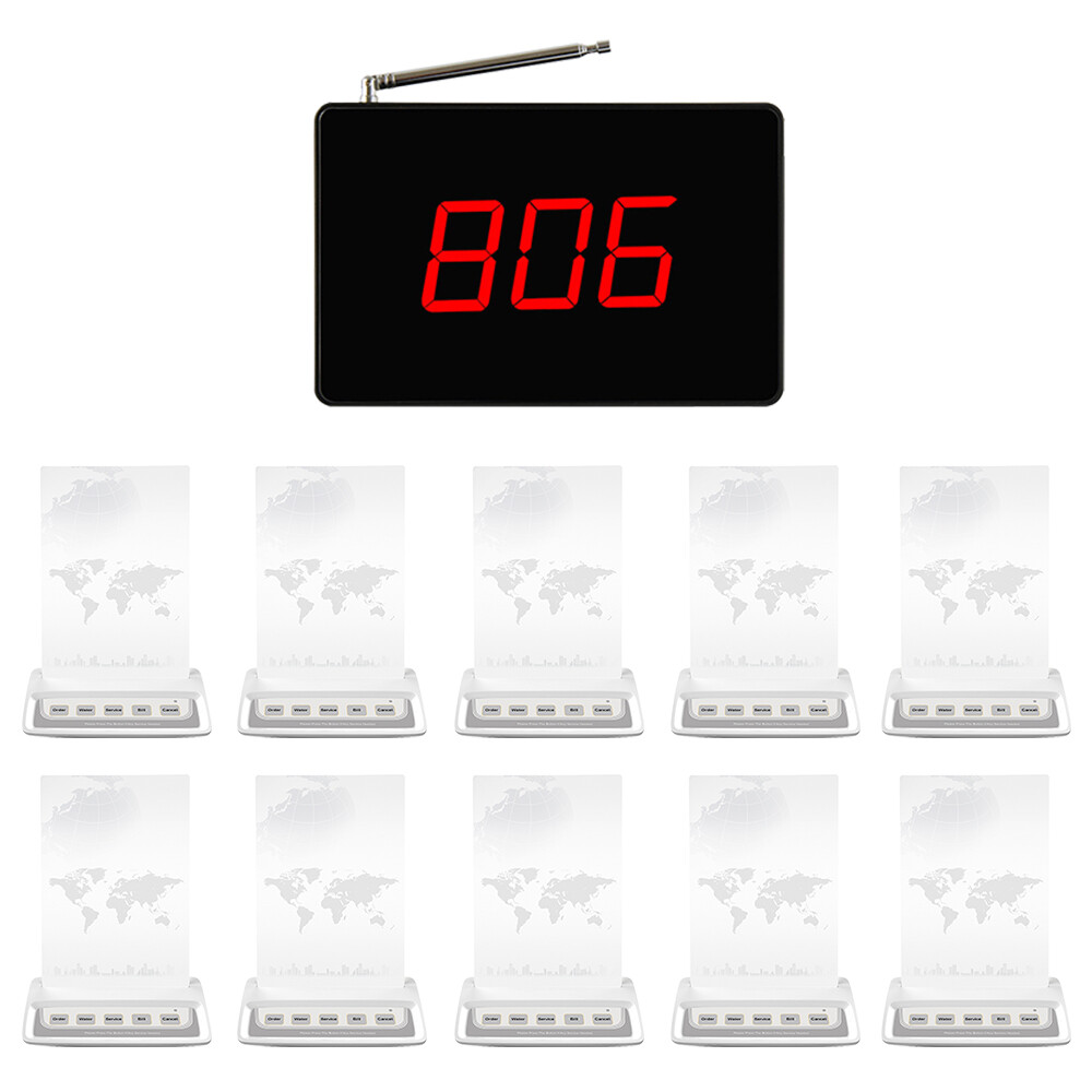 Wireless Restaurant Service Calling System 1 Screen and 10 Call Buttons 5 Keys
