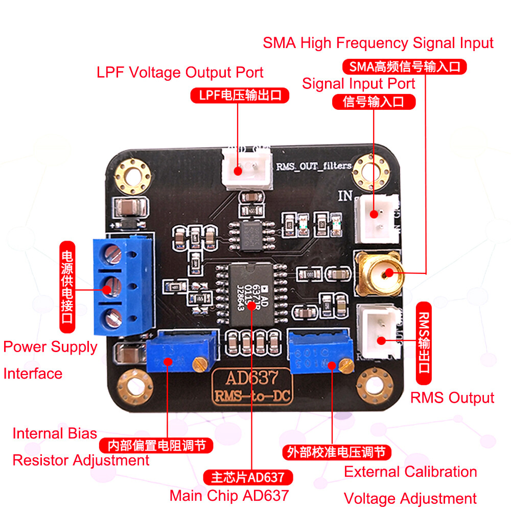 AD637 RMS Detection Module Peak Voltage Detector AC Signal Data Acquisition