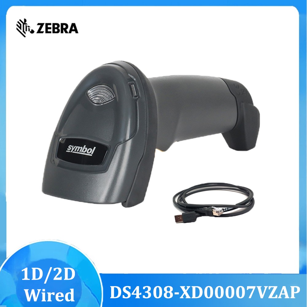 Zebra DS4308-XD00007VZAP 1/2D Handheld Barcode Scanner Imager with USB Cable Kit