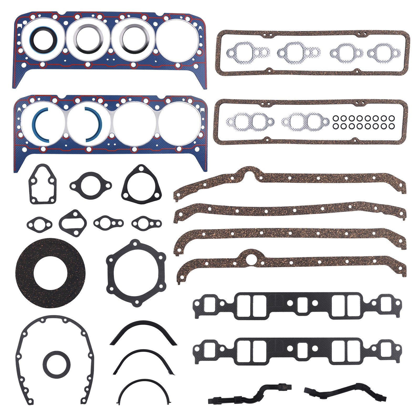 Full Engine Gasket Set for Early 2 Piece Rear Seal Chevrolet SBC 283 327 350 5.7