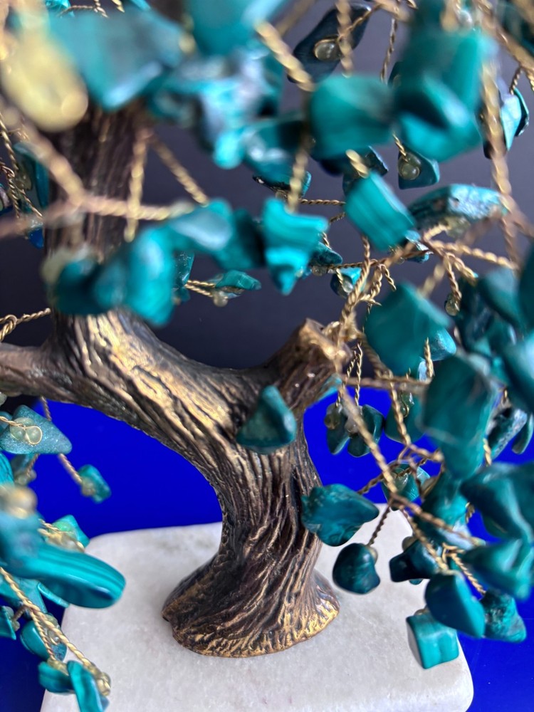 MALACHITE, BRONZE, TREE MARBLE BASE