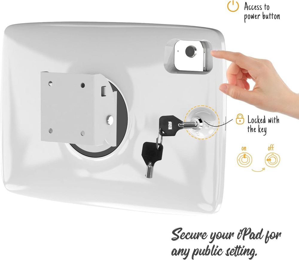 Tablet Wall Mount Lockable Tiltable anti Theft Security - Compatible with 10.9"