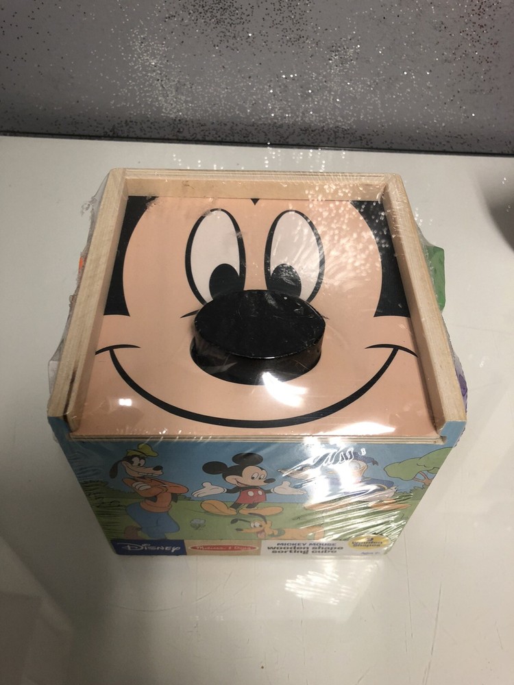 Melissa & Doug Mickey Mouse Wooden Shape Sorting Cube, Ages 2+