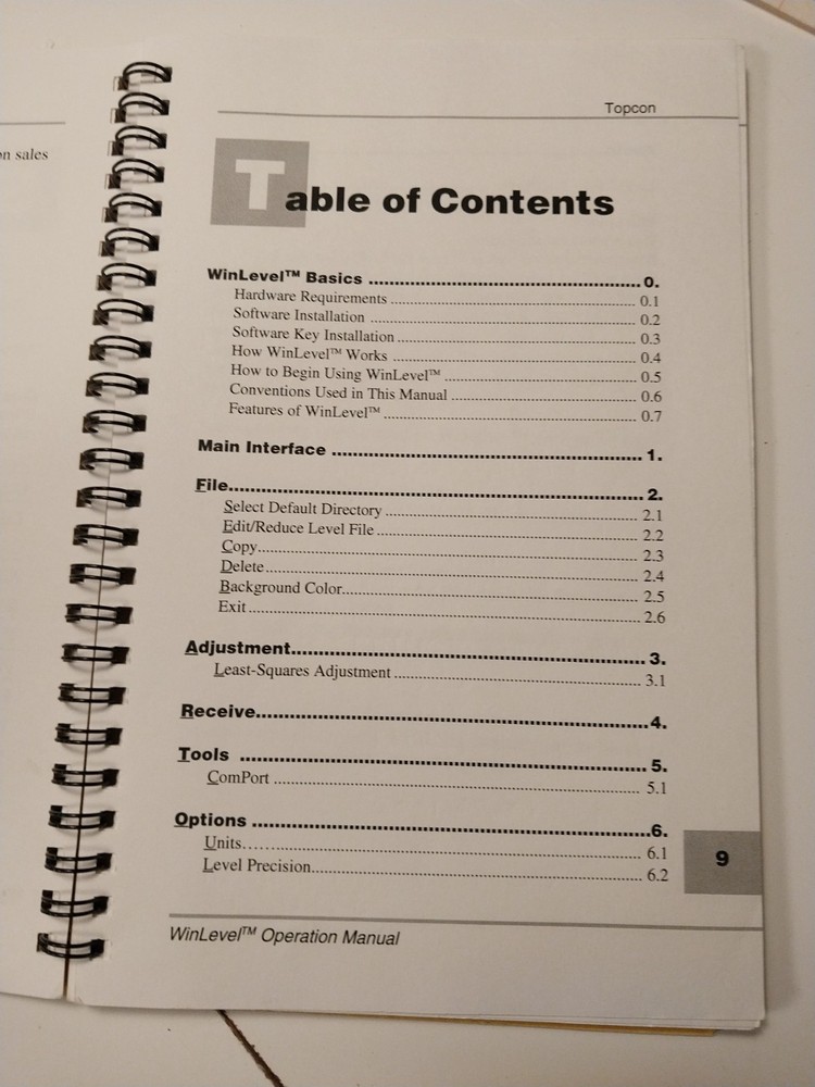 TopCon Positioning Systems WinLevel Operation Manual