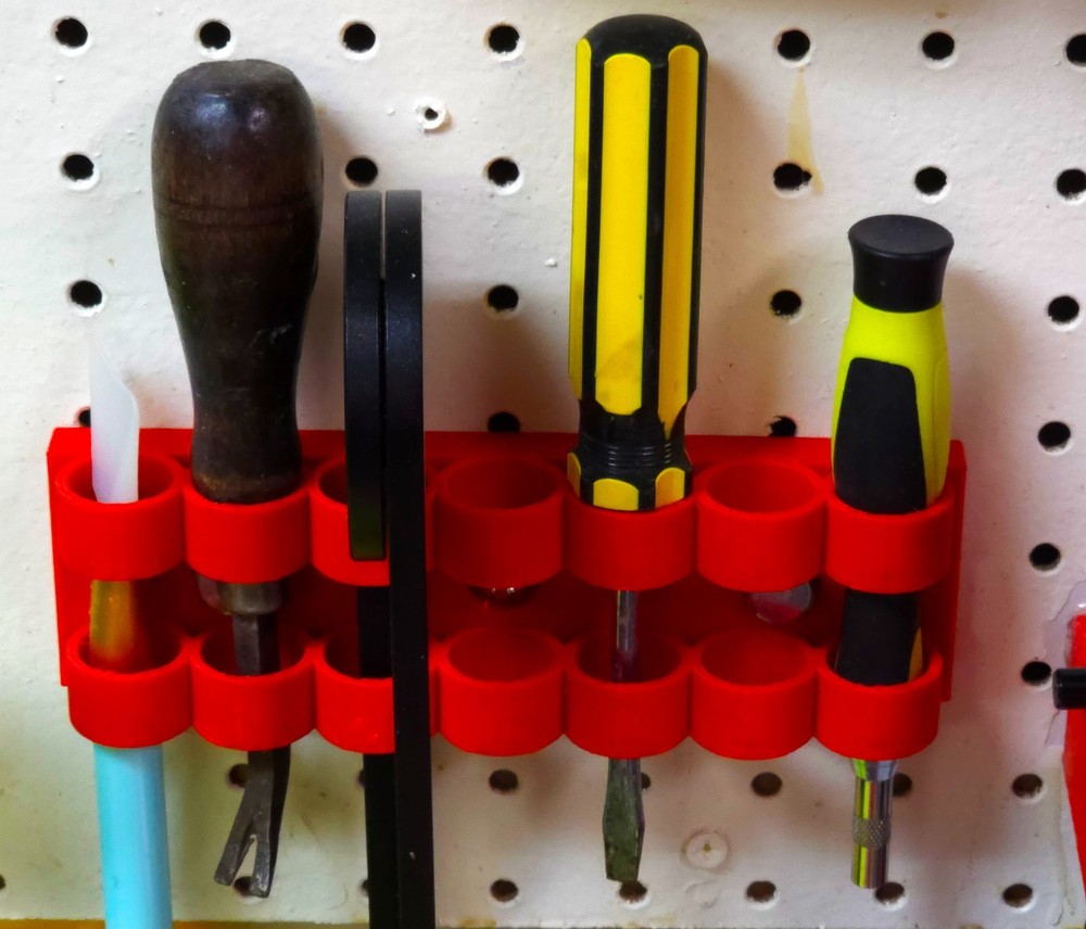 Screwdriver & Small Tool  Red Holder for Pegboard or Wall Mount