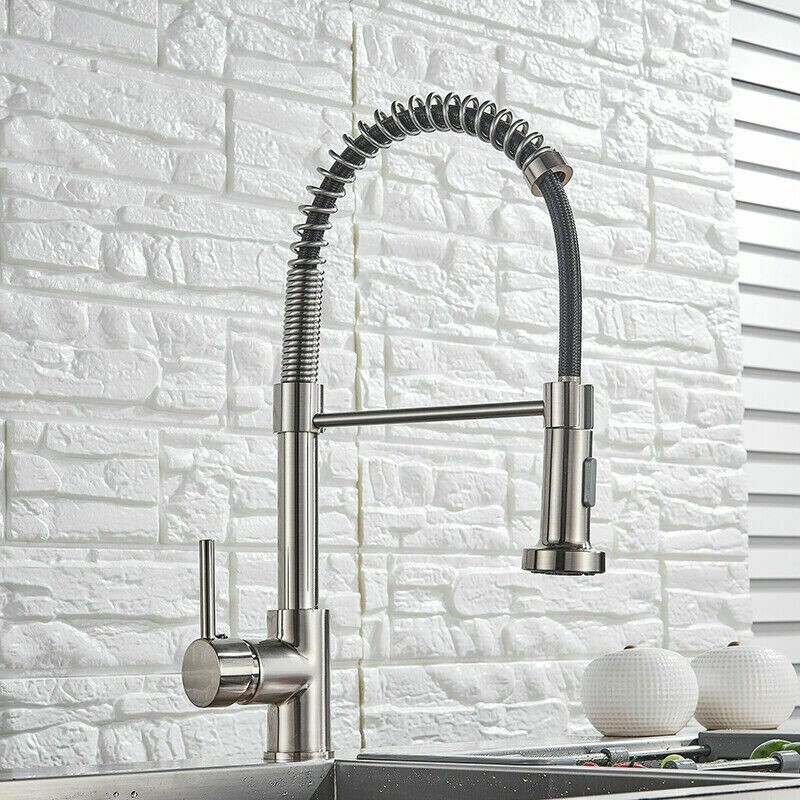 Kitchen Faucet Sink Pull Down Sprayer Single Lever Mixer Tap Spring Deck Mount