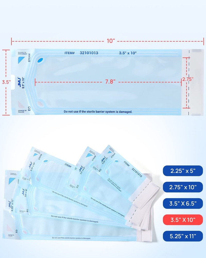1000pcs Self Seal Sterilization Pouch Bag 2 Indicator for Steam/EO Sterilization