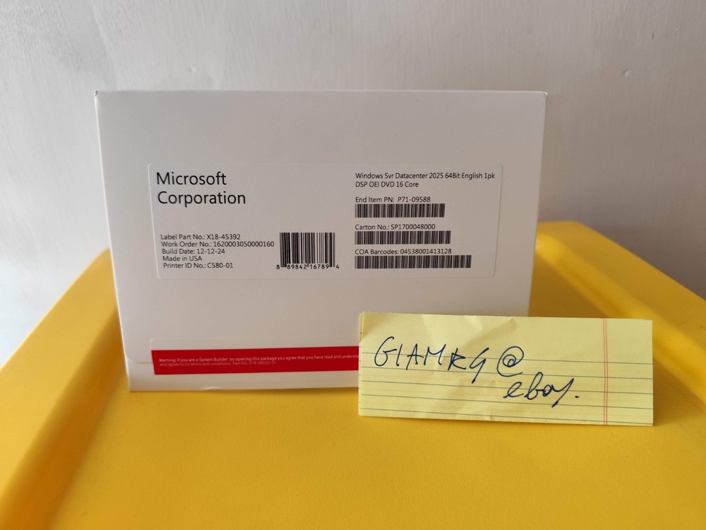 Win Server 2025 Datacenter DSP PACK w. COA and DVD ENG