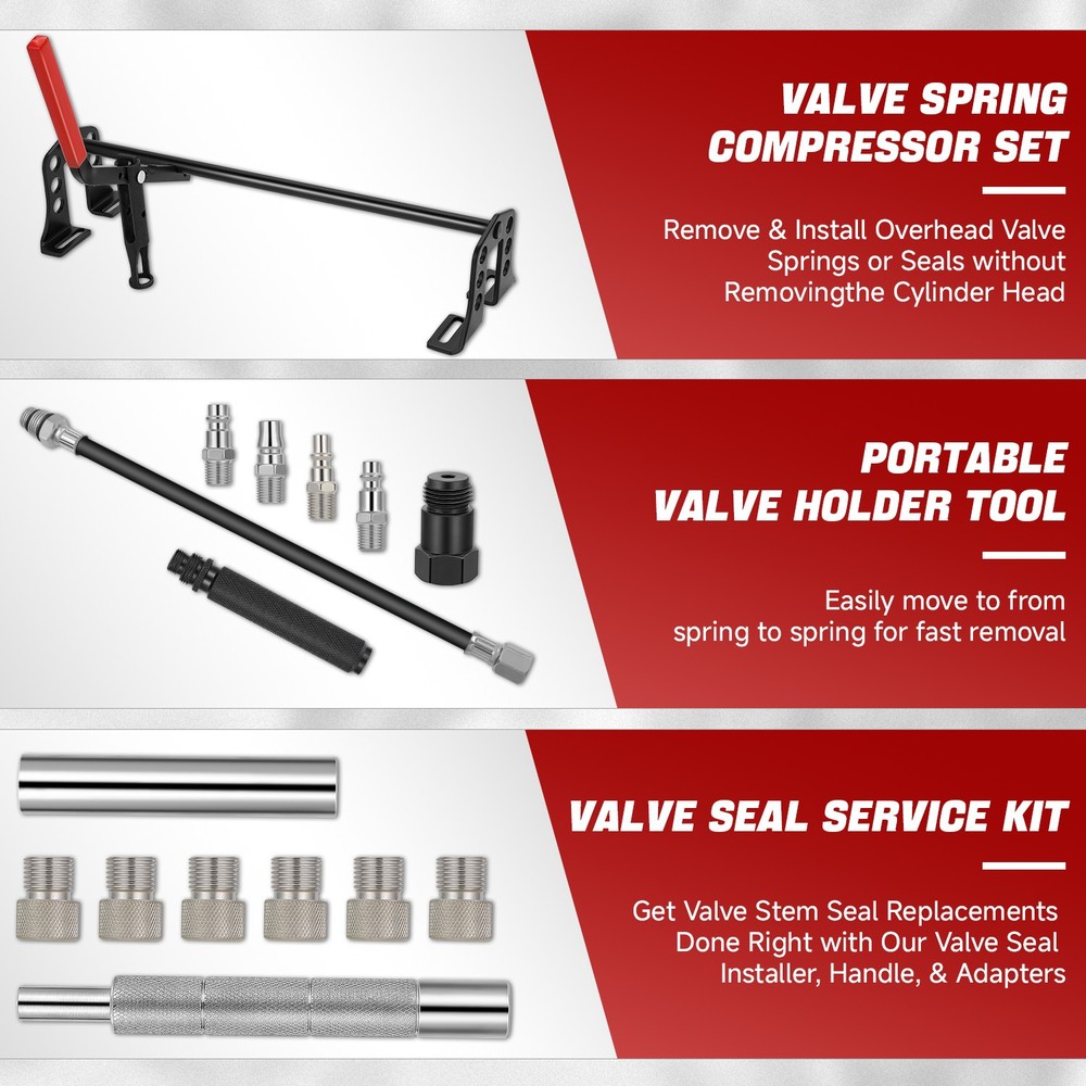 OHV OHC Valve Spring Compressor Stem Seal Overhead Remover Installer Tool Set