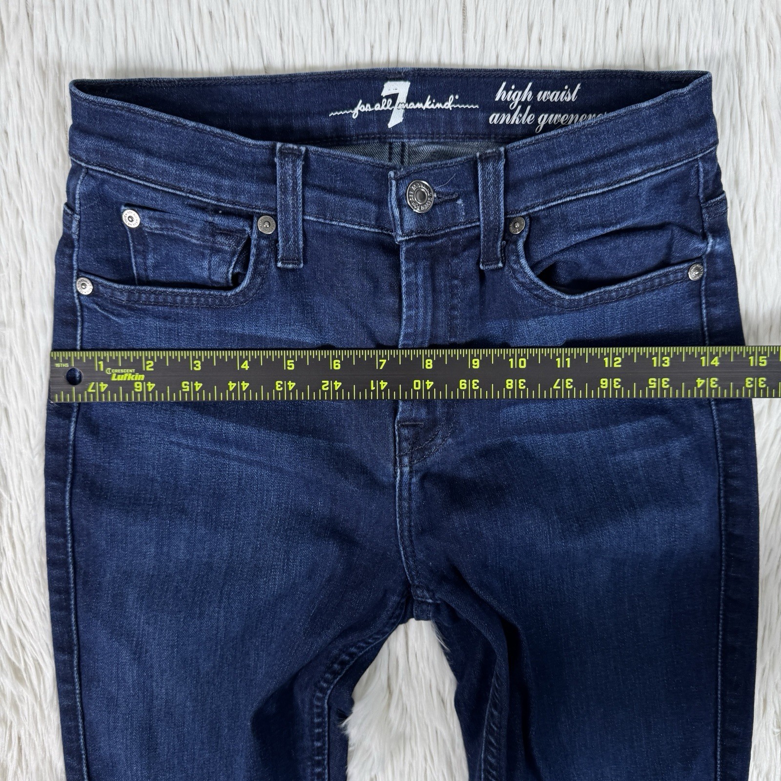 7 For All Mankind Gwenevere Dark Wash High Waist Ankle Denim Jeans Women's 26