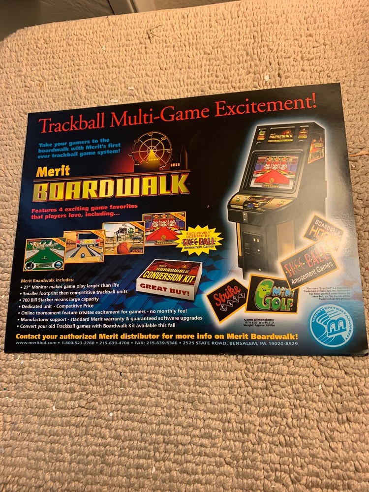 Boardwalk  Merit ARCADE VIDEO GAME  FLYER