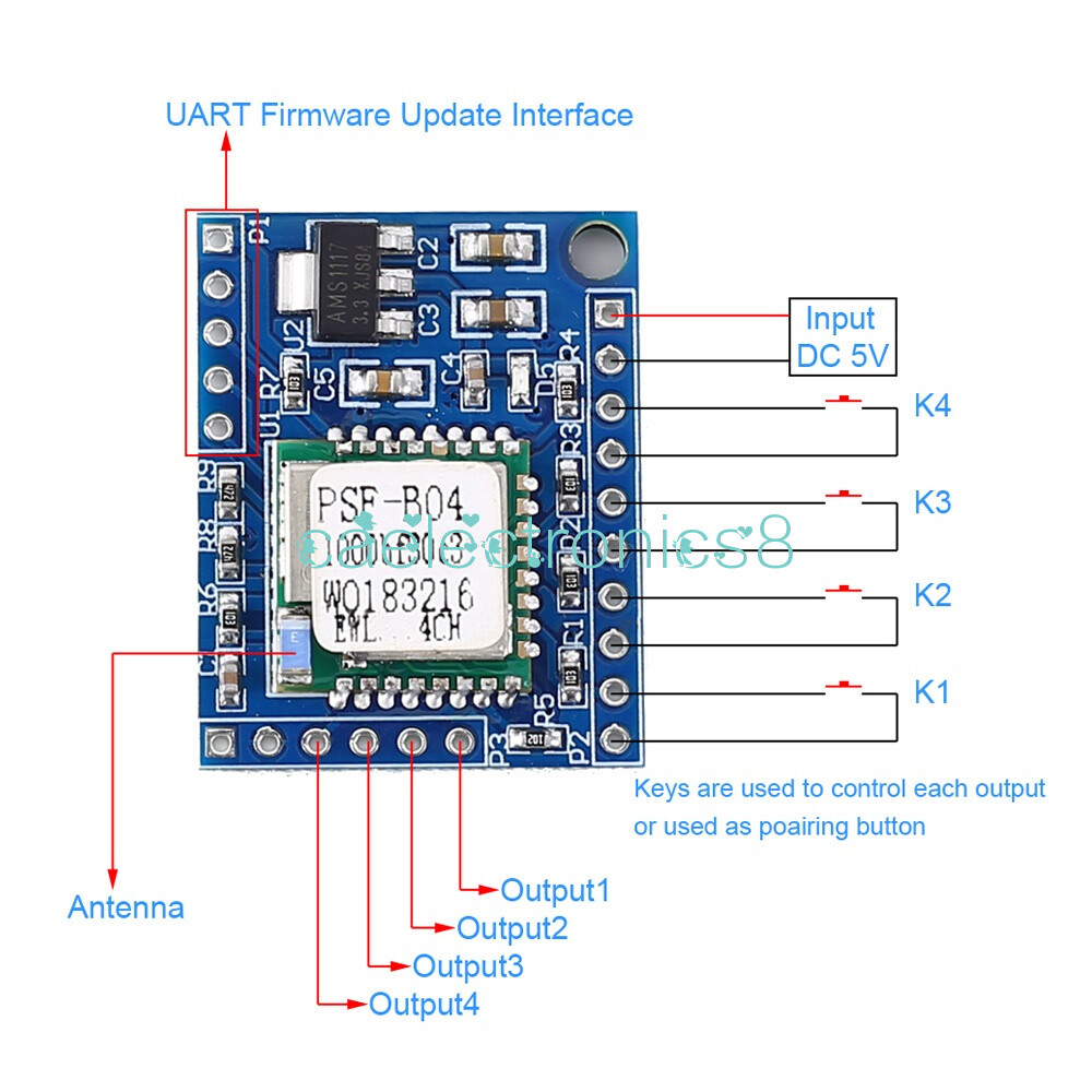 DC 5V 4 Channel Wireless WIFI Transceiver Module IoT Remote Controller APP