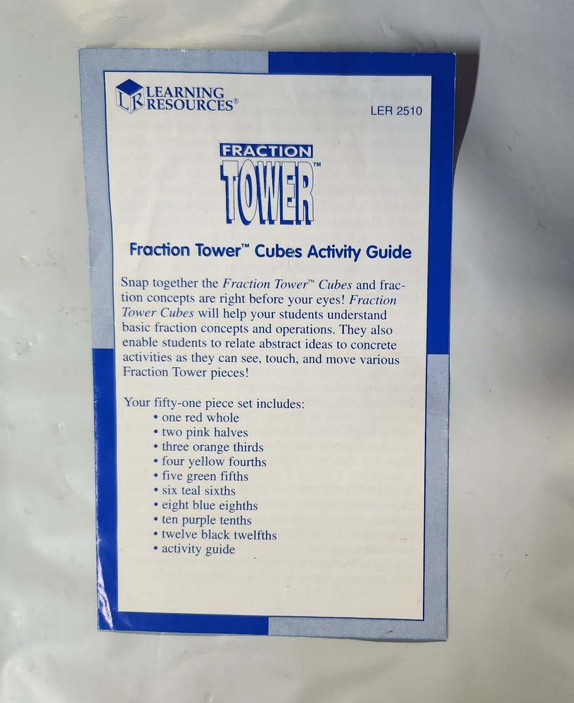 Learning Resources Set/51 Fraction Tower Cubes (LER 2510) + Activity Guide VG