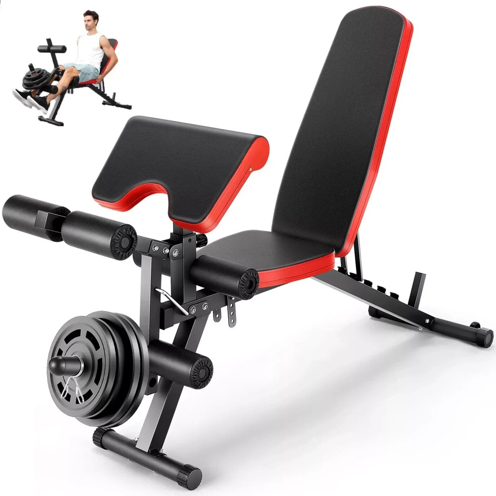 800 LBS Adjustable Foldable Exercise Weight Bench Workout Bench Gym With Wheels