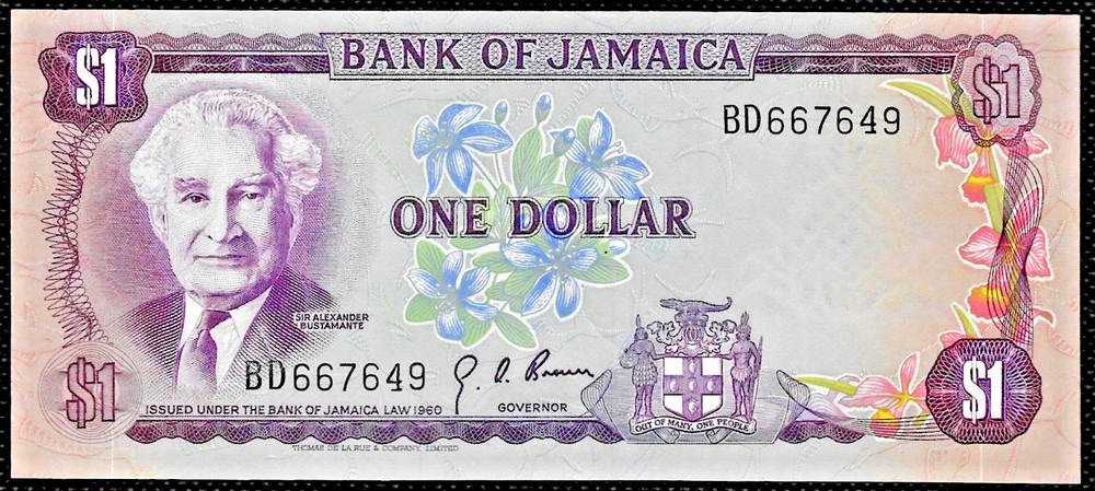 MINT Jamaica 1 Dollar  1960 - ( 1970 )  UNC Banknote
