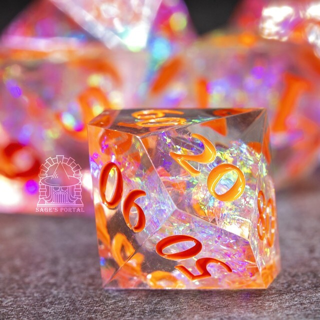 Sage's Crystals - Summer Sharp Edge Resin Polyhedral Dice Set DnD RPG