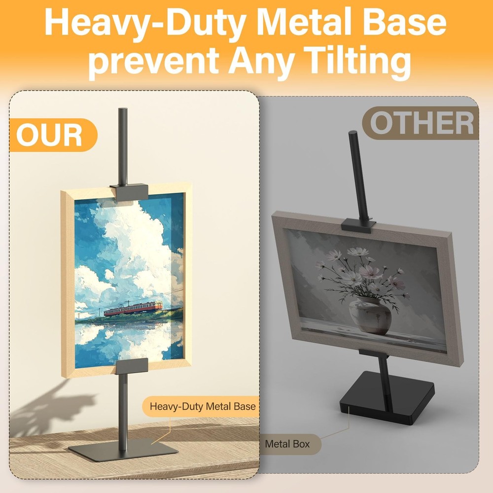 1PCS Tabletop Picture Frame Stand,Heavy Metal Base Adjustable Size Table Ease...