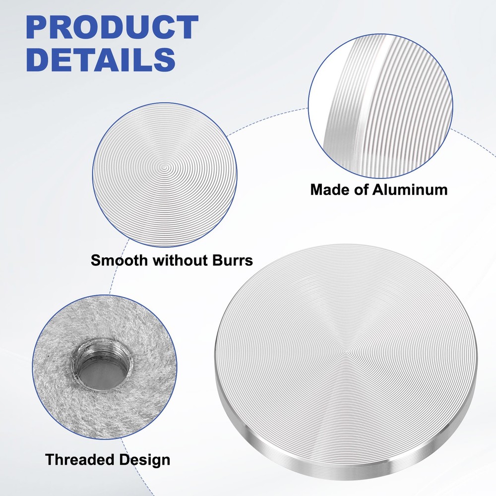 2pcs M8 Thread 50mm Diameter Round Shape Aluminum Disc Hardware, Silver