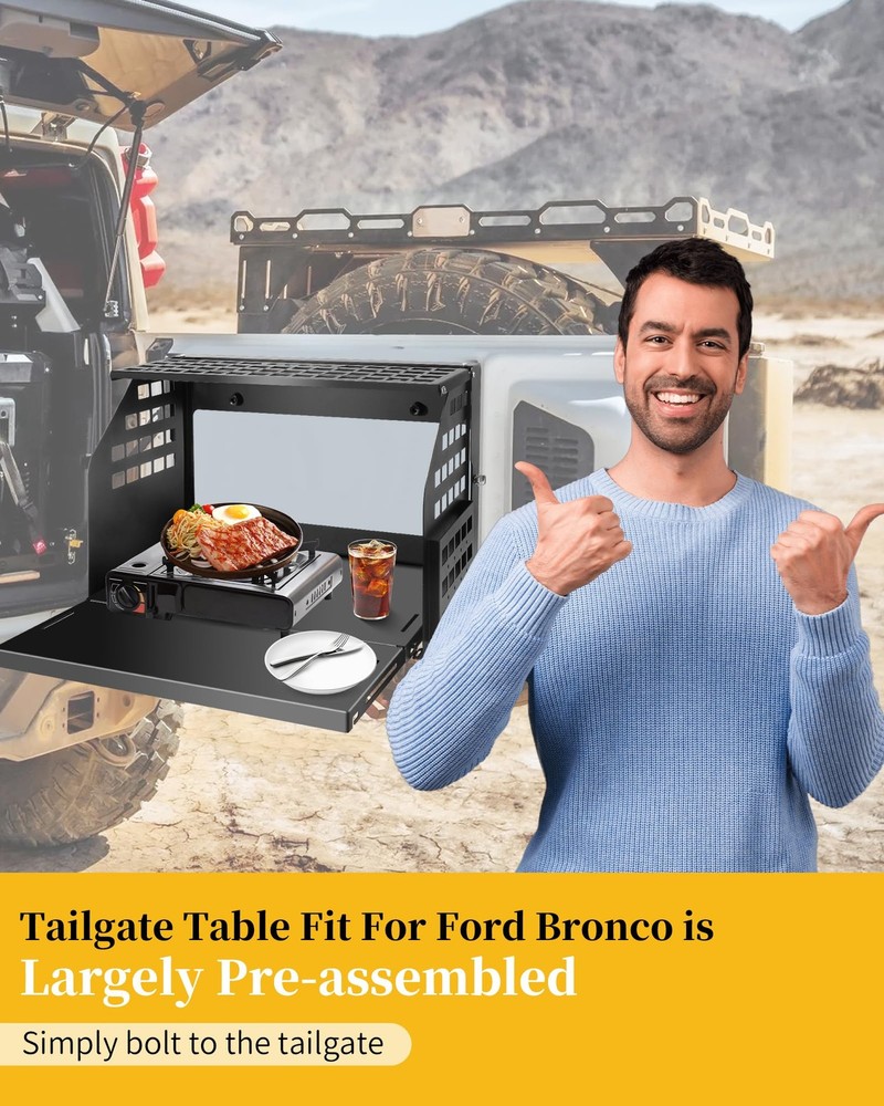Pre-Assembled Rear Door Tailgate Foldable Table, Heavy Duty Foldable Tailgate...
