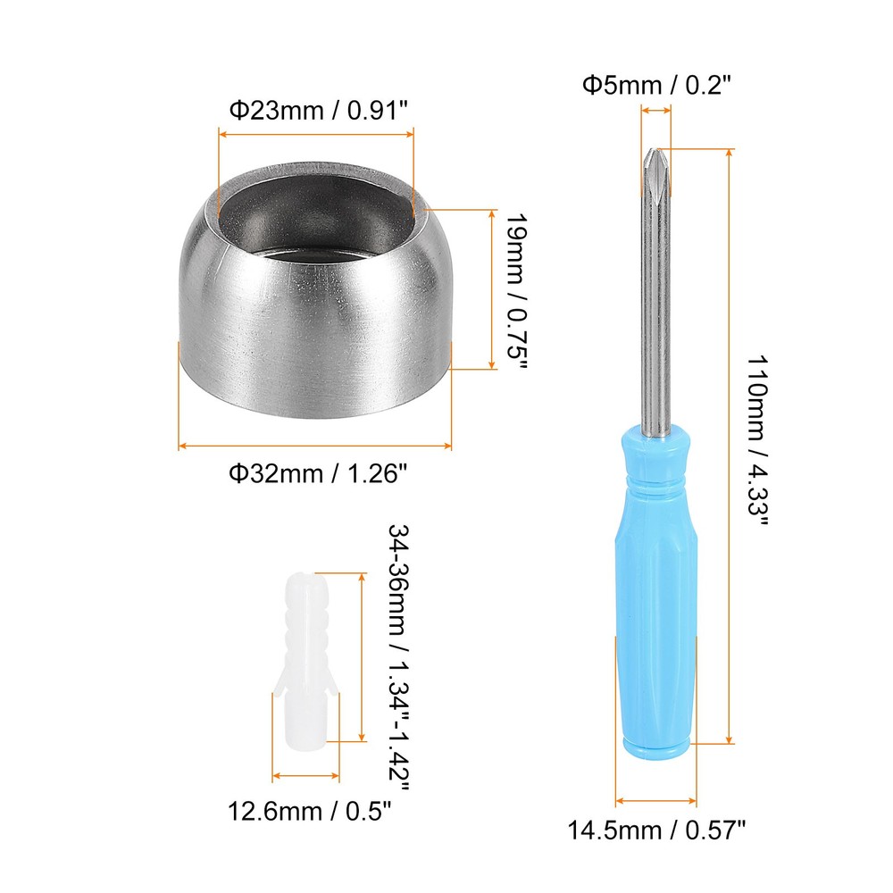 Cabinet Rod Holder, 0.91" Diameter Spherical Flange Bracket