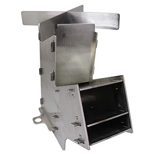 Camping Survivalist Prepper Flat Pack Stainless Steel Rocket Stove