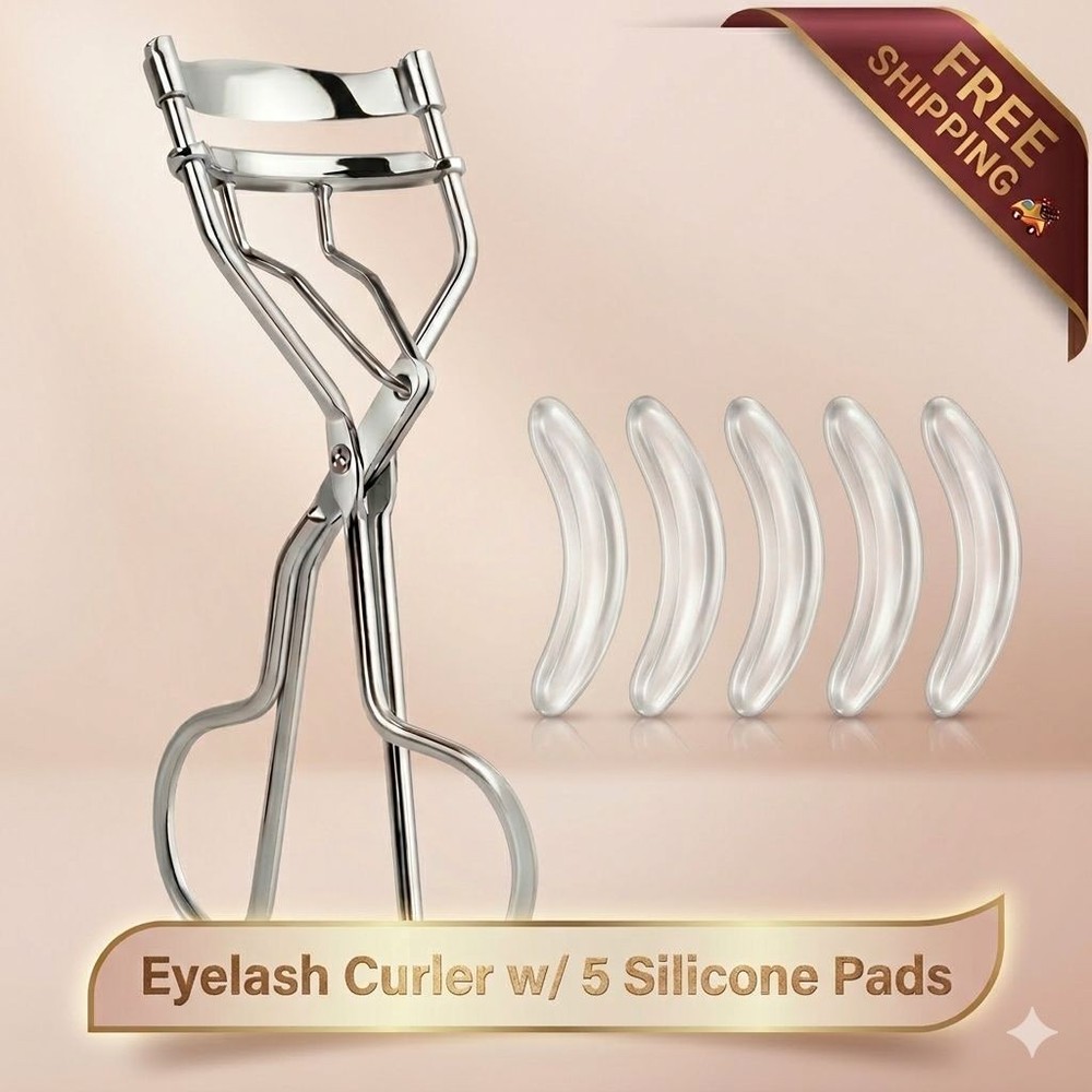 Makeup Eyelash Curler Regular with 5 Refill Rubber Pad stainless