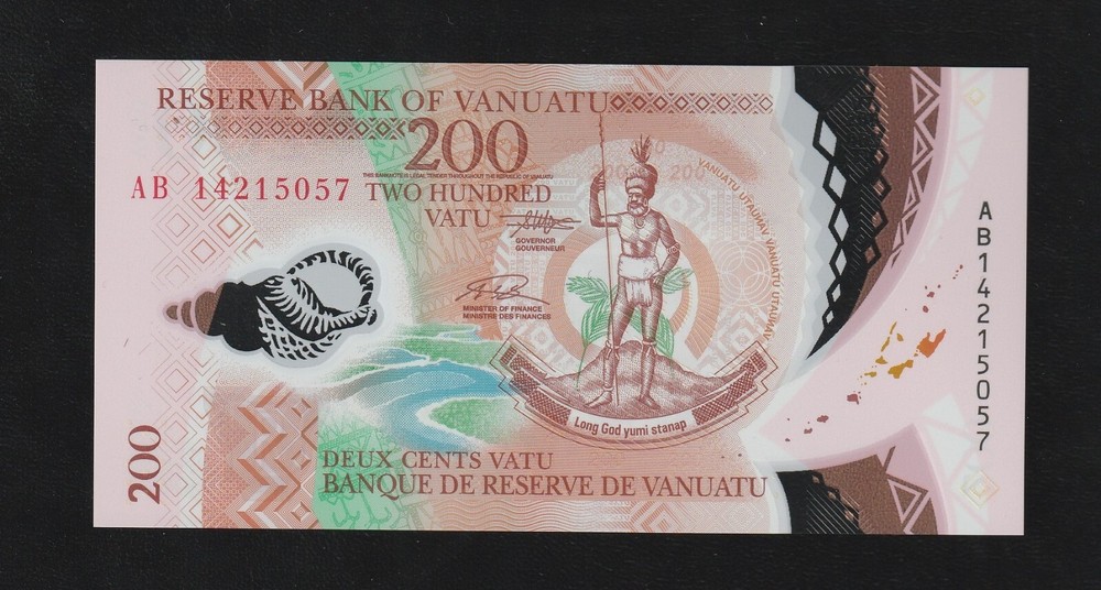 Vanuatu 200 Vatu 2014 P 12 Polymer Uncirculated Banknote
