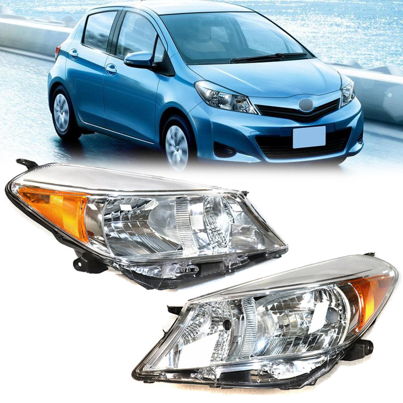 Pair For 2012-2014 Toyota Yaris/Vitz Hatchback Chrome Headlights Left & Right