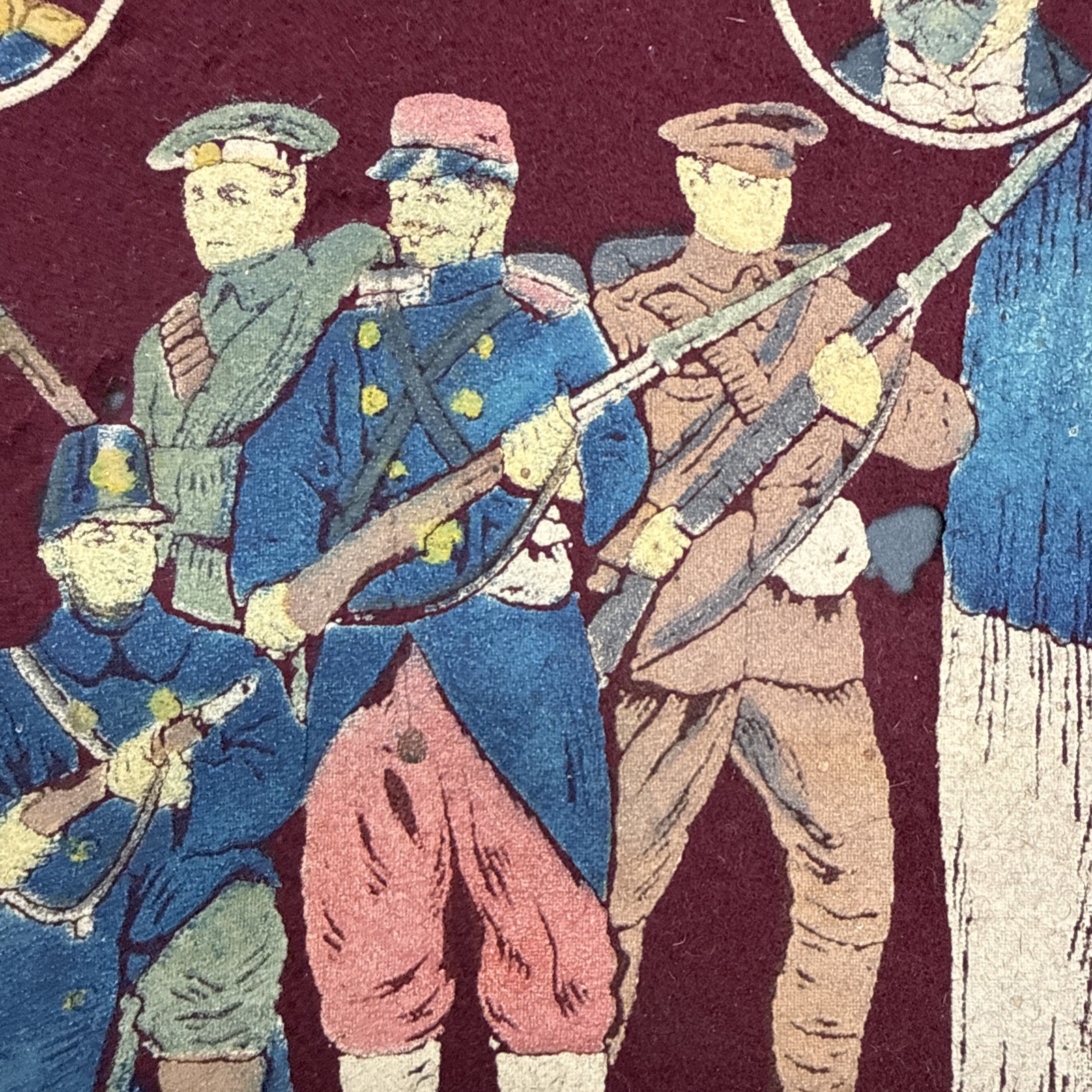 WWI Souvenir of the War of 1914 Felt banner Allies France Britain Belgium Russia