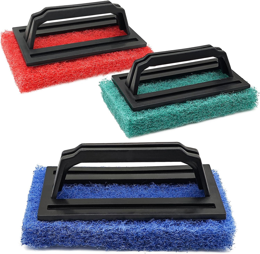 3 Pcs Screen Printing Scrub Pad,Screen Print Ink Scrub Brush with Handle,Screen