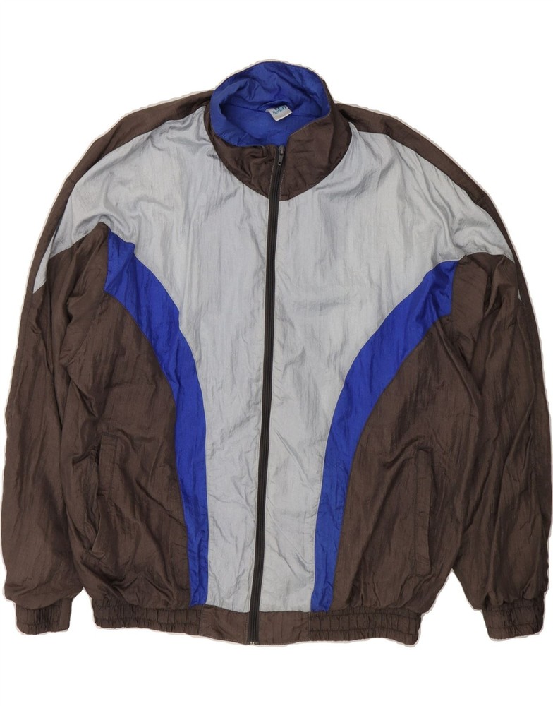 RODEO Mens Tracksuit Top Jacket Large Grey Colourblock Polyester CC22