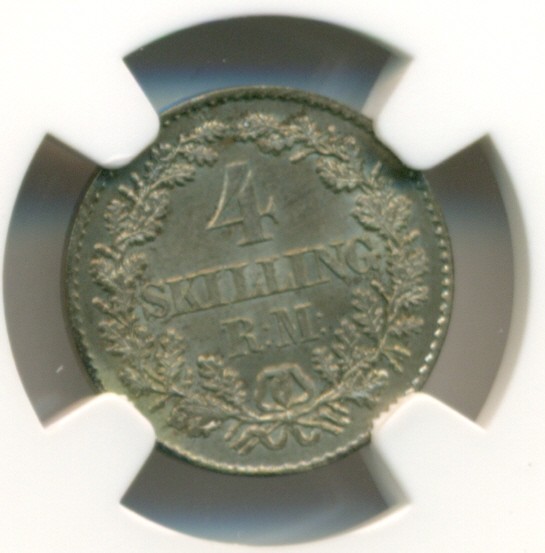 Denmark Silver 1872 CS 4 SRM MS65 NGC