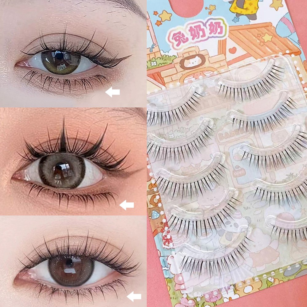 False Eyelashes Set Plastic Transparent Stem 8mm Natural Look Lower Lashes
