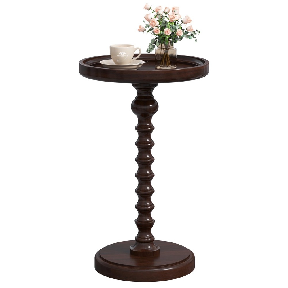 Round Side Table, Drink Table for Small Spaces, Mid-Century Accent End Table ...