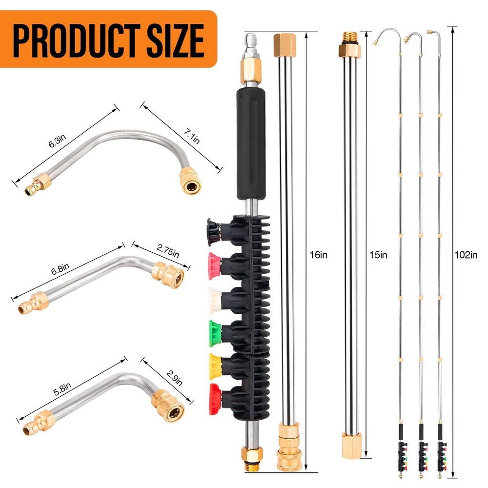 Pressure Washer Extension Wand, Power Washer Lance, Gutter Cleaning Tools for...