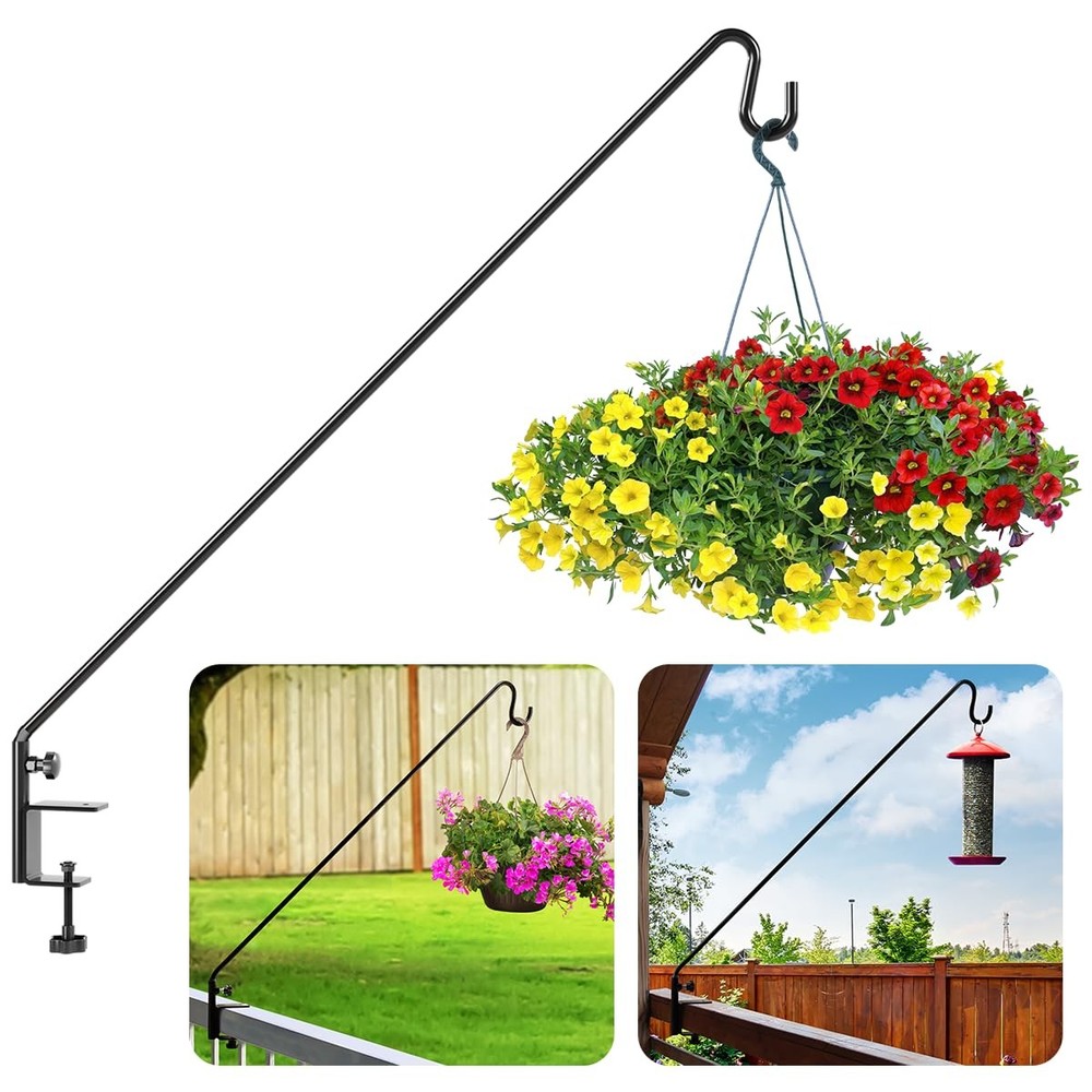 Deck Bird Feeder Hanger for Railing, 43in Deck Hook for Bird Feeder Pole, Stu...