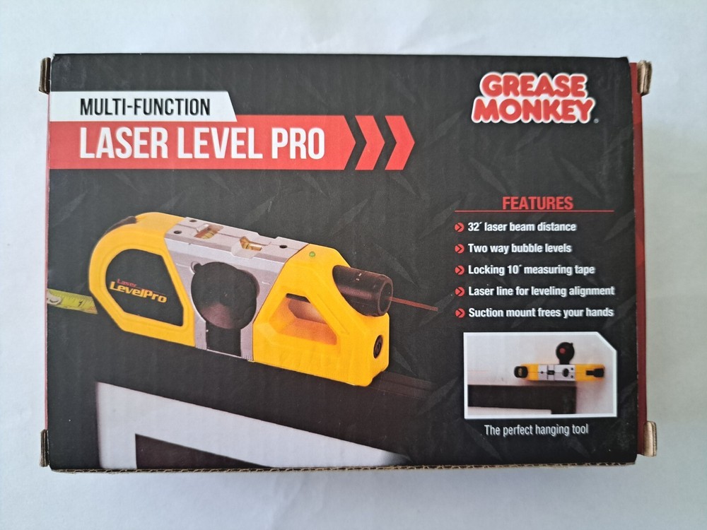 Grease Monkey multi functional Laser level pro NIB, measuring tape combo