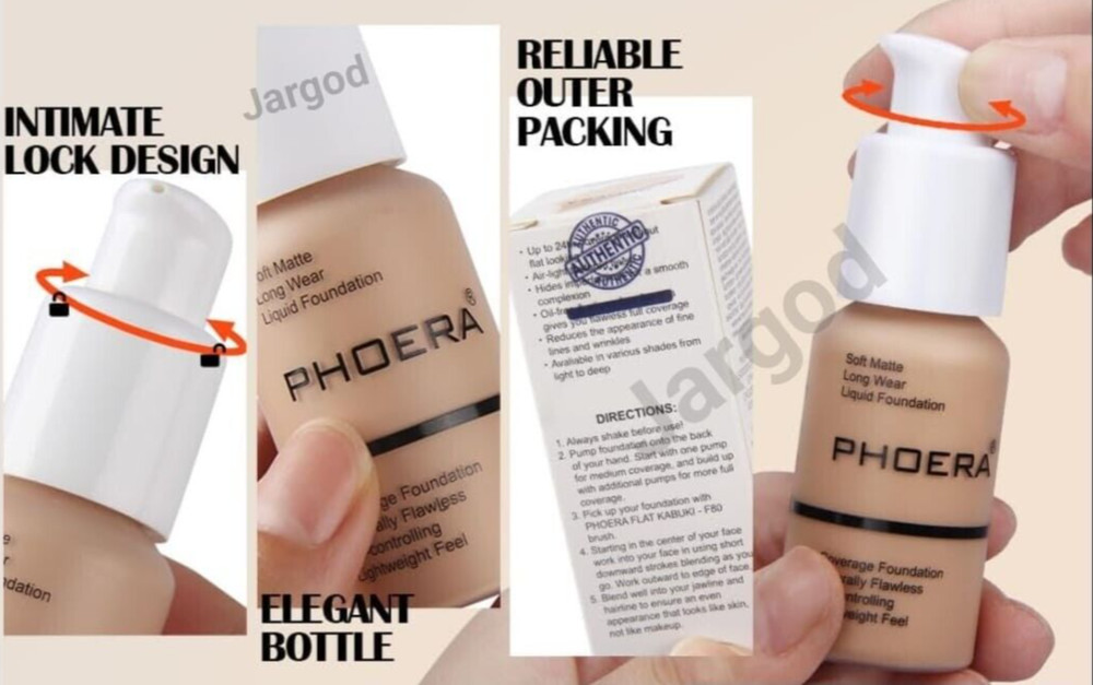 2 Pack Phoera Foundation Makeup Full Coverage Liquid Base Long Lasting Shade